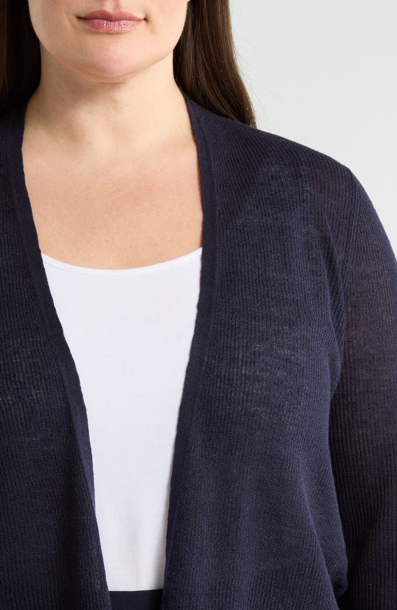Eileen Fisher Organic Linen & Organic Cotton Cardigan, Alternate, color, Ink