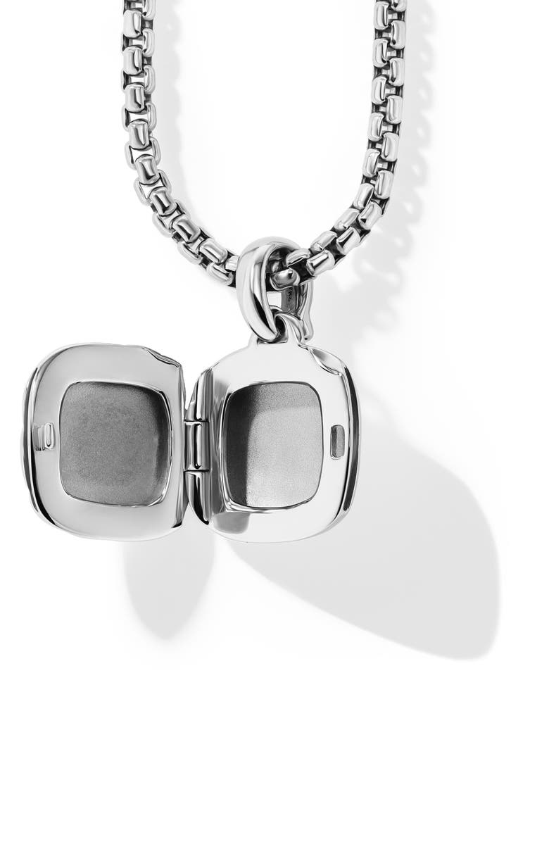 David Yurman Sculpted Cable Sterling Silver Square Locket, 14.5mm, Alternate, color, Sterling Silver