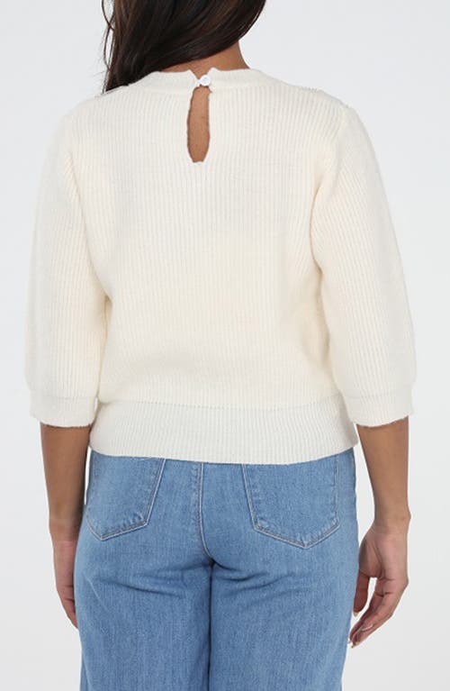 Rain And Rose Floral Embroidered Sweater In White