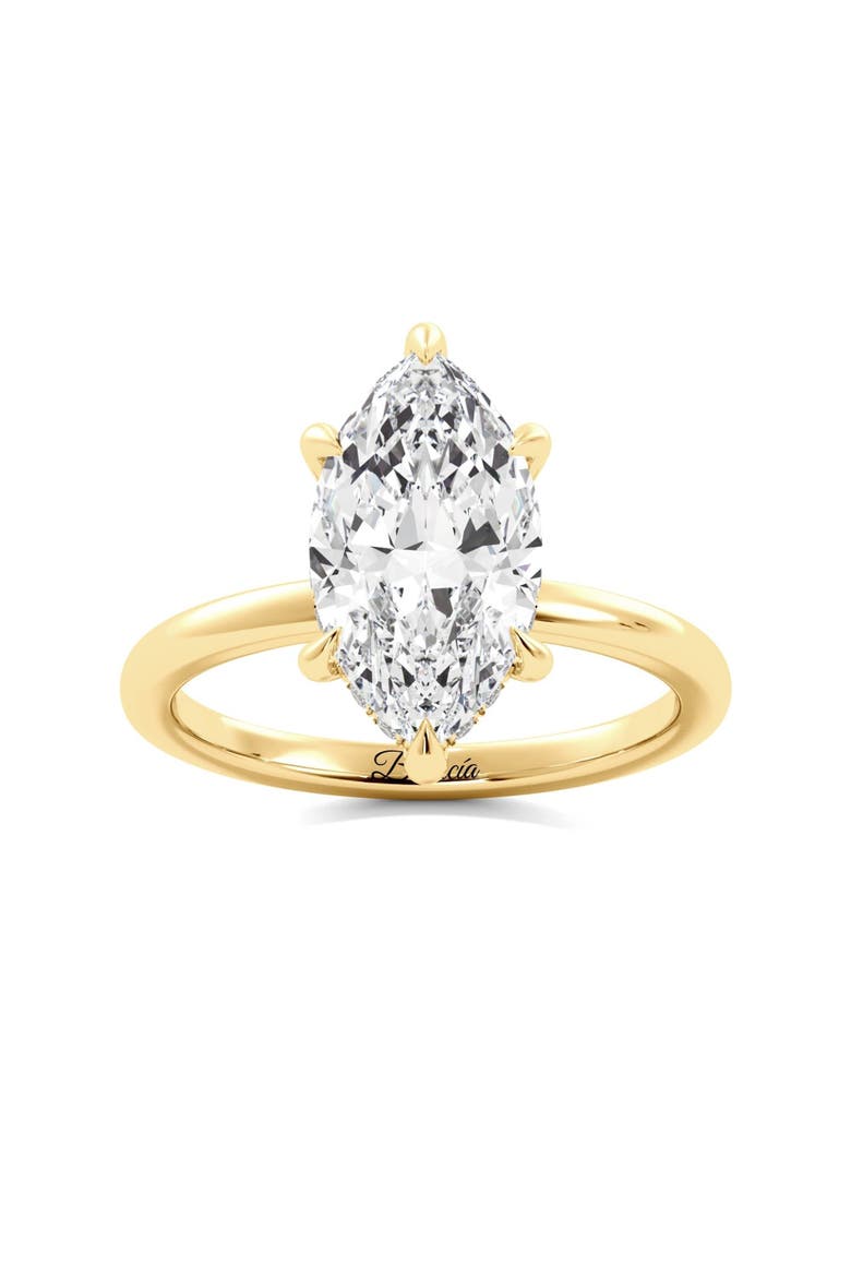 Marquise Diamond Solitaire Hidden Halo Engagement Ring, Main, color, Yellow gold