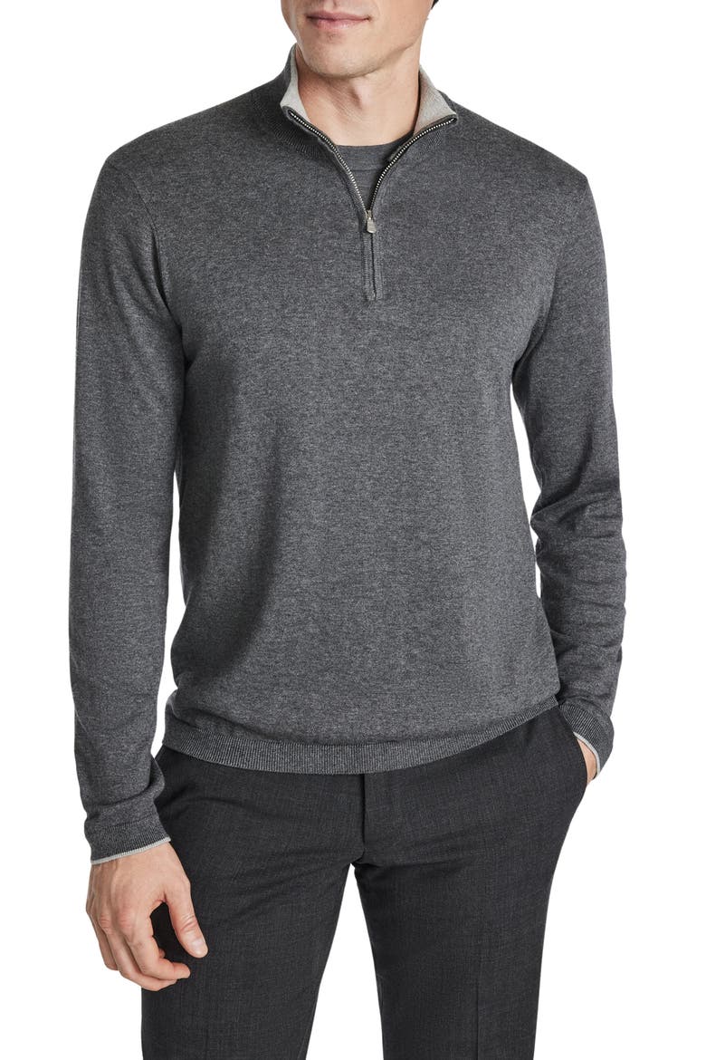 Daniel Quarter-Zip Cotton Sweater, Main, color, CHARCOAL