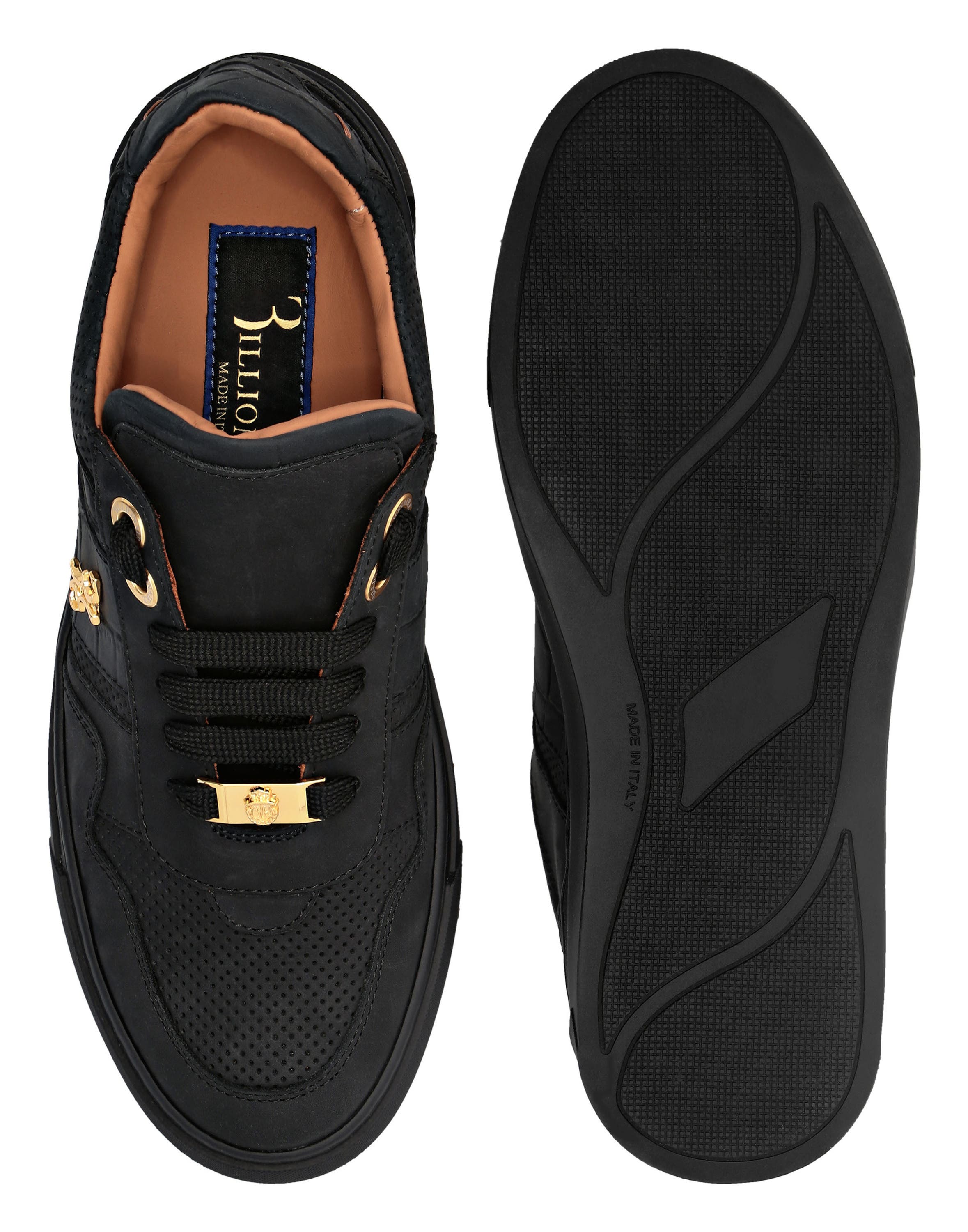 Nubuck Croco Printed Lo-Top Sneakers Men, Alternate, color, black/black