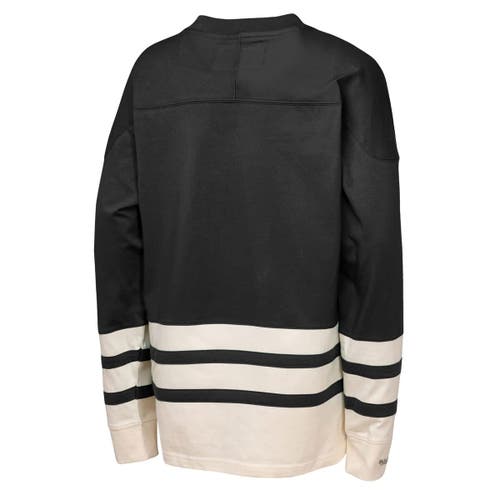 Mitchell & Ness Youth Black Boston Bruins Chainstitch Heavyweight Long Sleeve Top In Black