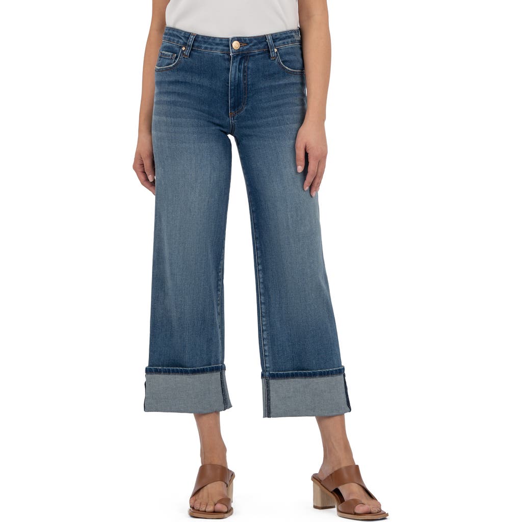 Kut From The Kloth High Waist Cuffed Ankle Wide Leg Jeans In Blue