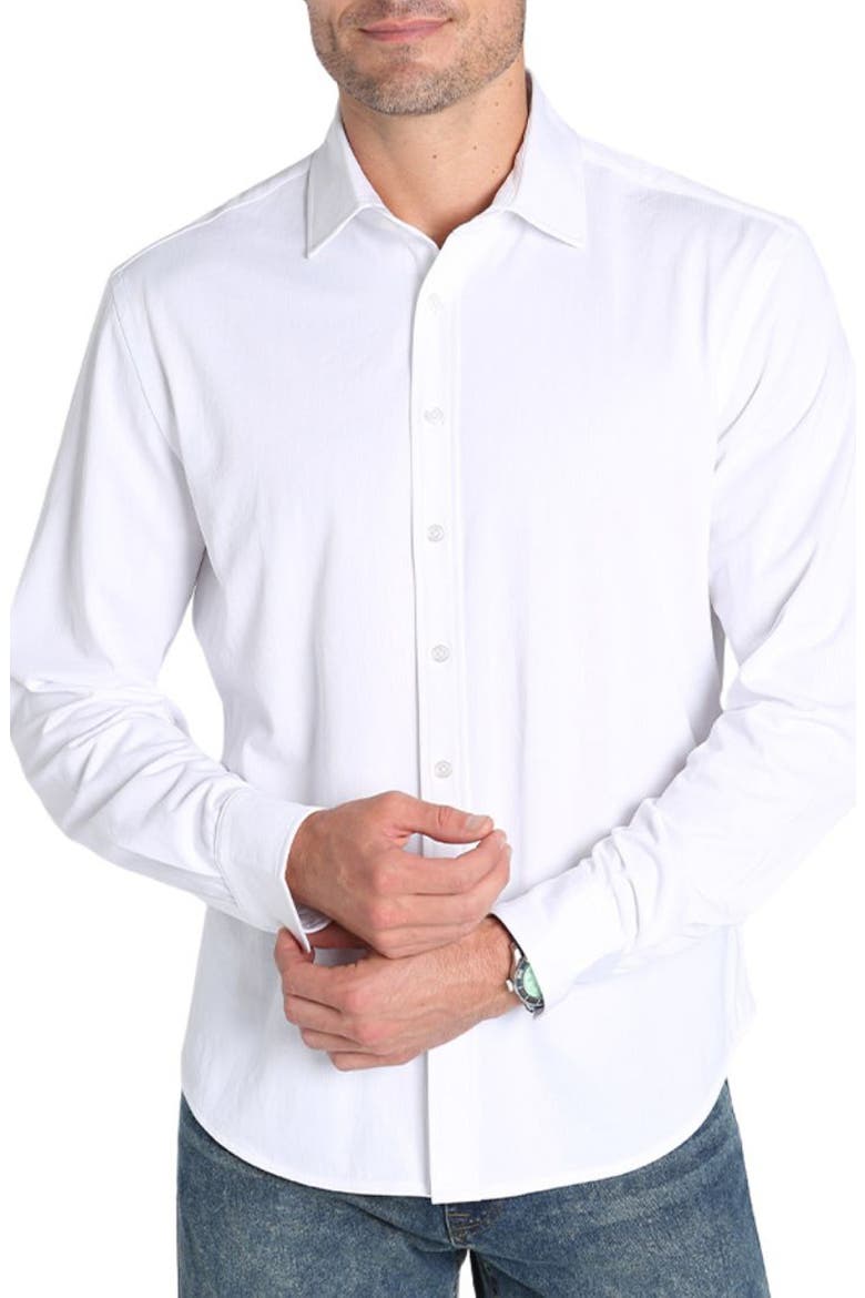 Knit Button-Up Shirt, Main, color, WHITE