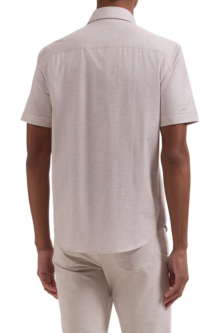 Miles OoohCotton® Space Dye Short Sleeve Button-Up Shirt, Alternate, color, SAND