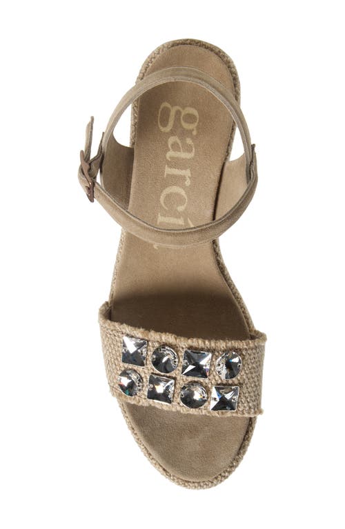 Shop Pedro Garcia Delina Ankle Strap Platform Wedge Sandal In Flax Nubby Linen