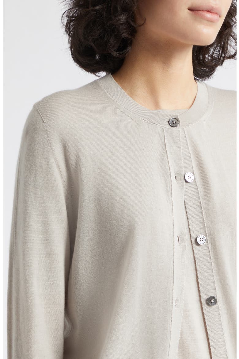 Honor Cashmere Crewneck Cardigan, Alternate, color, OYSTER