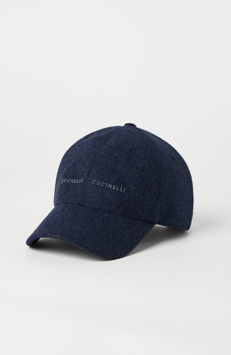 Brunello Cucinelli Virgin wool flannel baseball cap with embroidery, Alternate, color, 