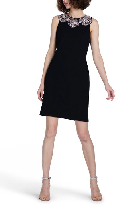 Crystal Floral Cocktail Shift Dress