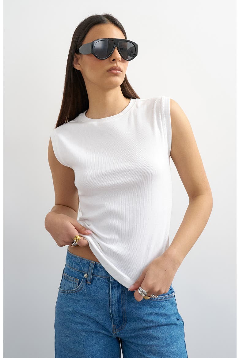 Rib Boyfriend Tank, Main, color, WHITE