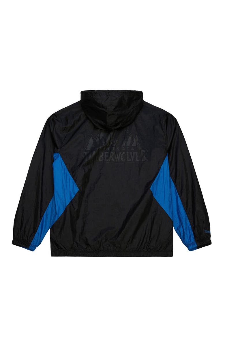 Mitchell & Ness Men's Mitchell & Ness Black Minnesota Timberwolves Playmaker Full-Zip Hooded Windbreaker Jacket, Alternate, color,