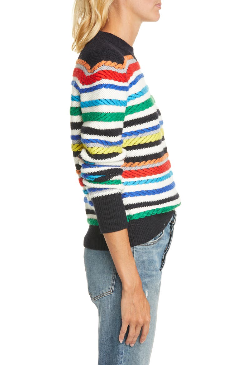 Fair Isle Mix Stitch Merino Wool Sweater, Alternate, color, CREAM/ MULTI