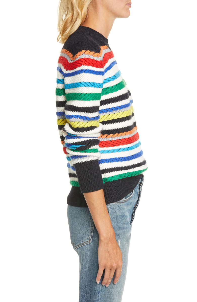 La Ligne Fair Isle Mix Stitch Merino Wool Sweater, Alternate, color, 
