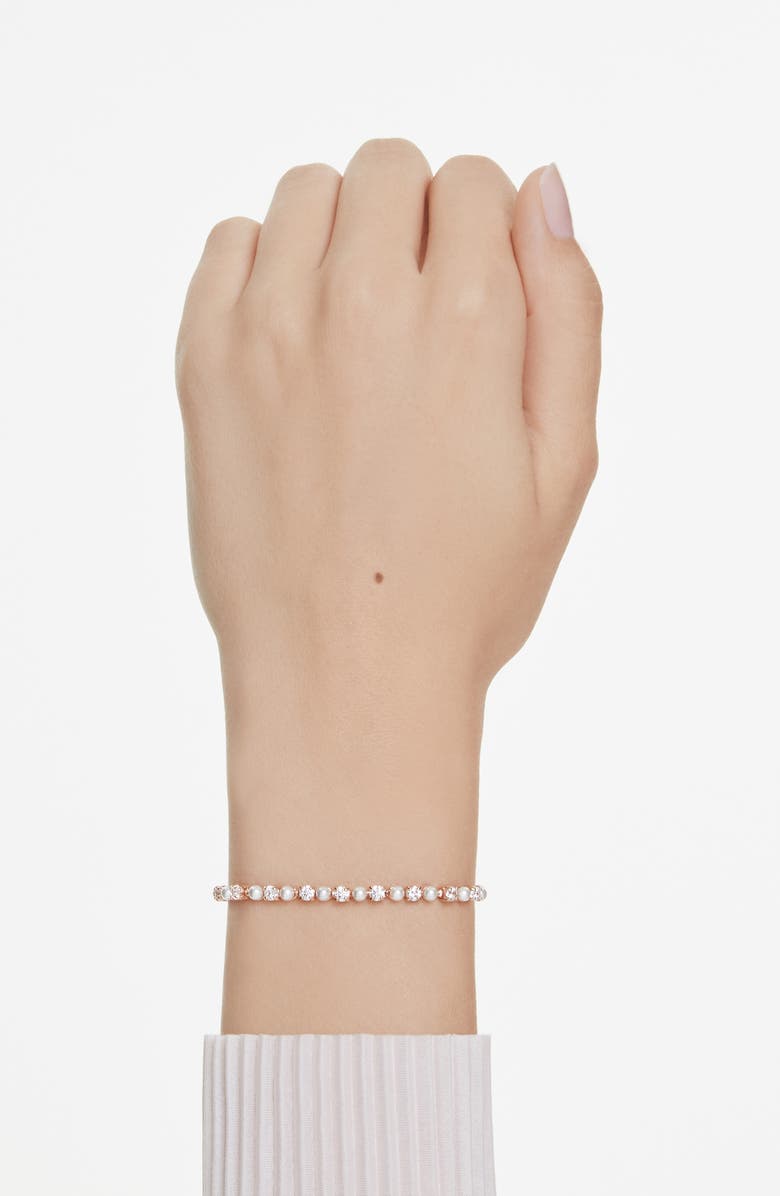 Swarovski Matrix Slider Bracelet, Alternate, color, White/Silver/Rose Gold