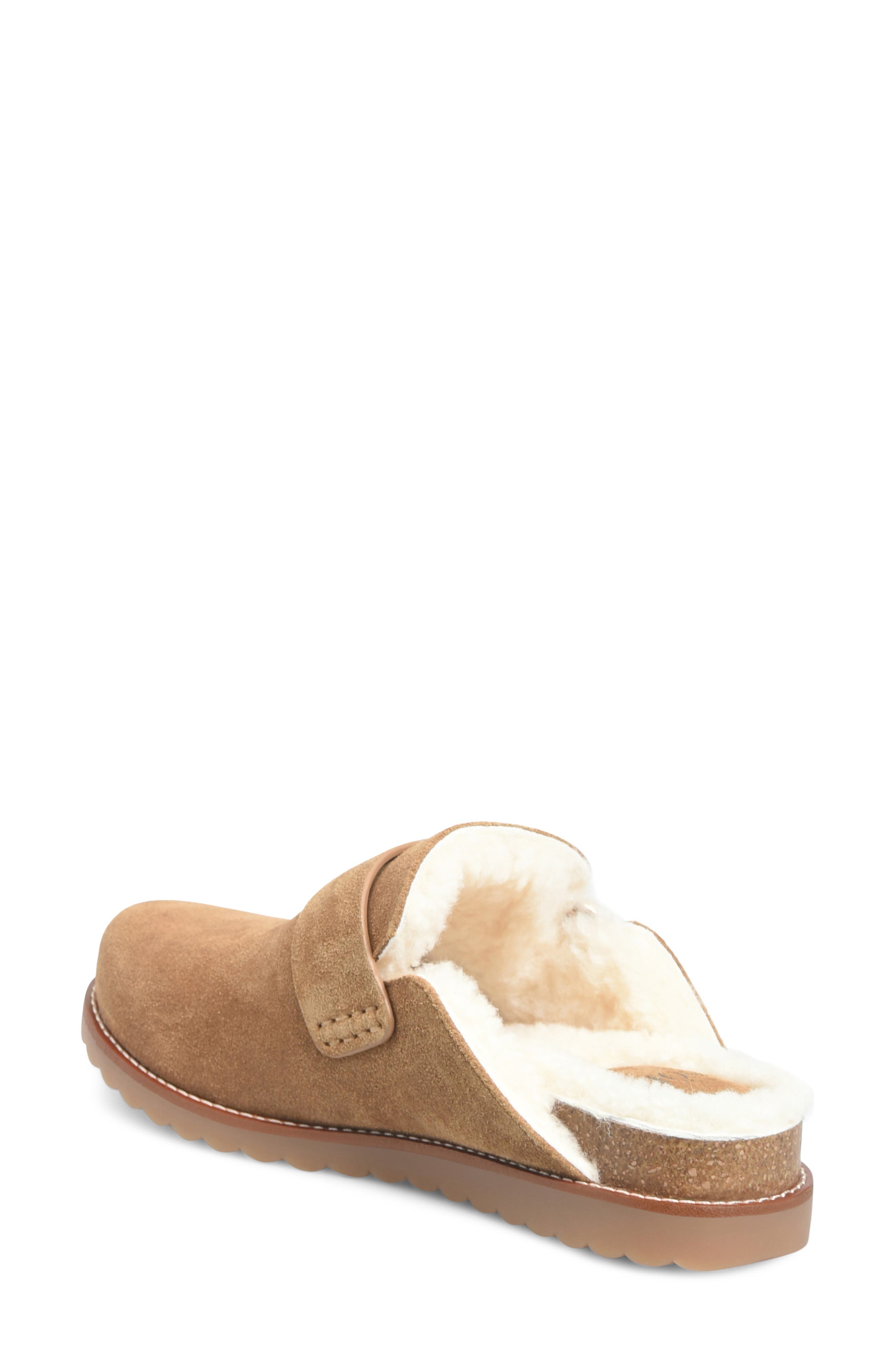 Angela Leather Clog with Genuine Shearling Trim, Alternate, color, BRANDY