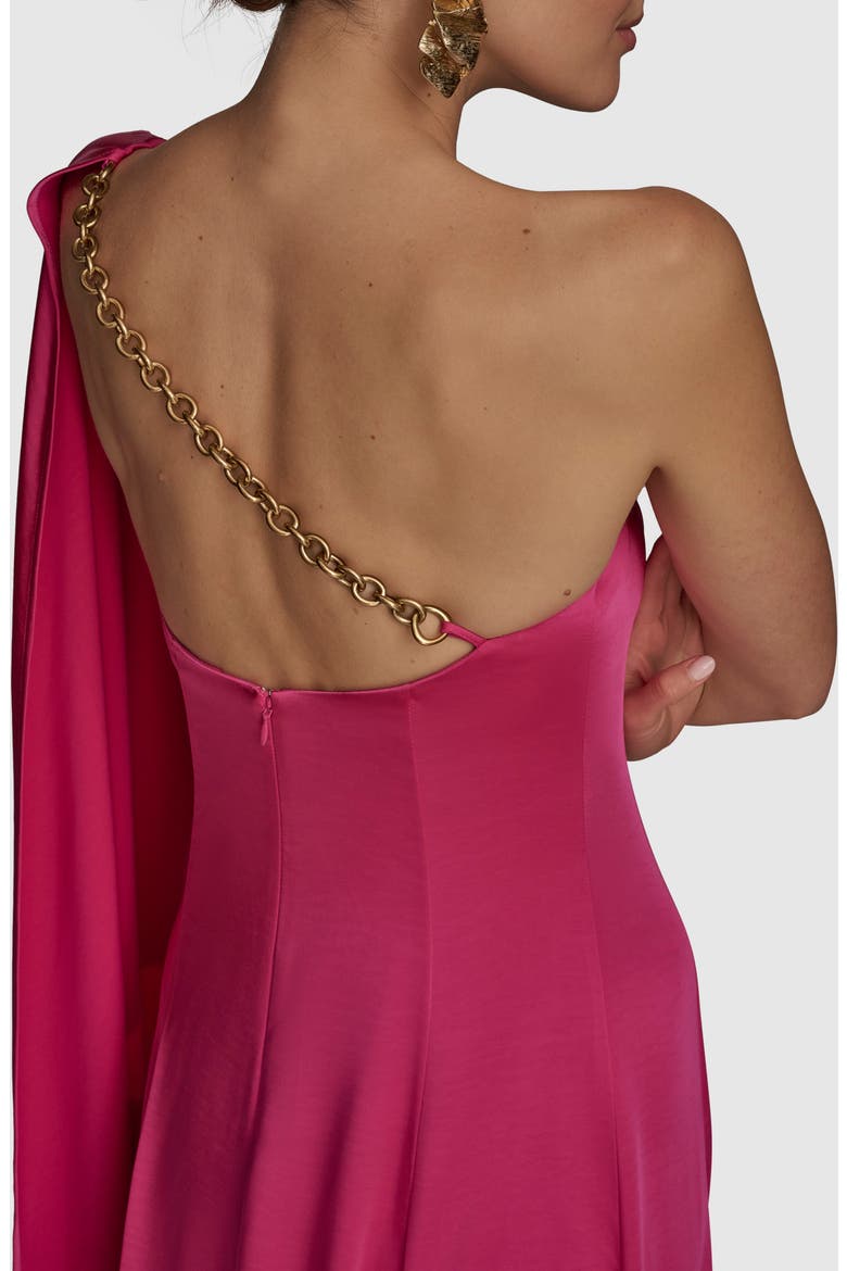 One-Shoulder Cape Detail Gown, Alternate, color, AUDACIOUS