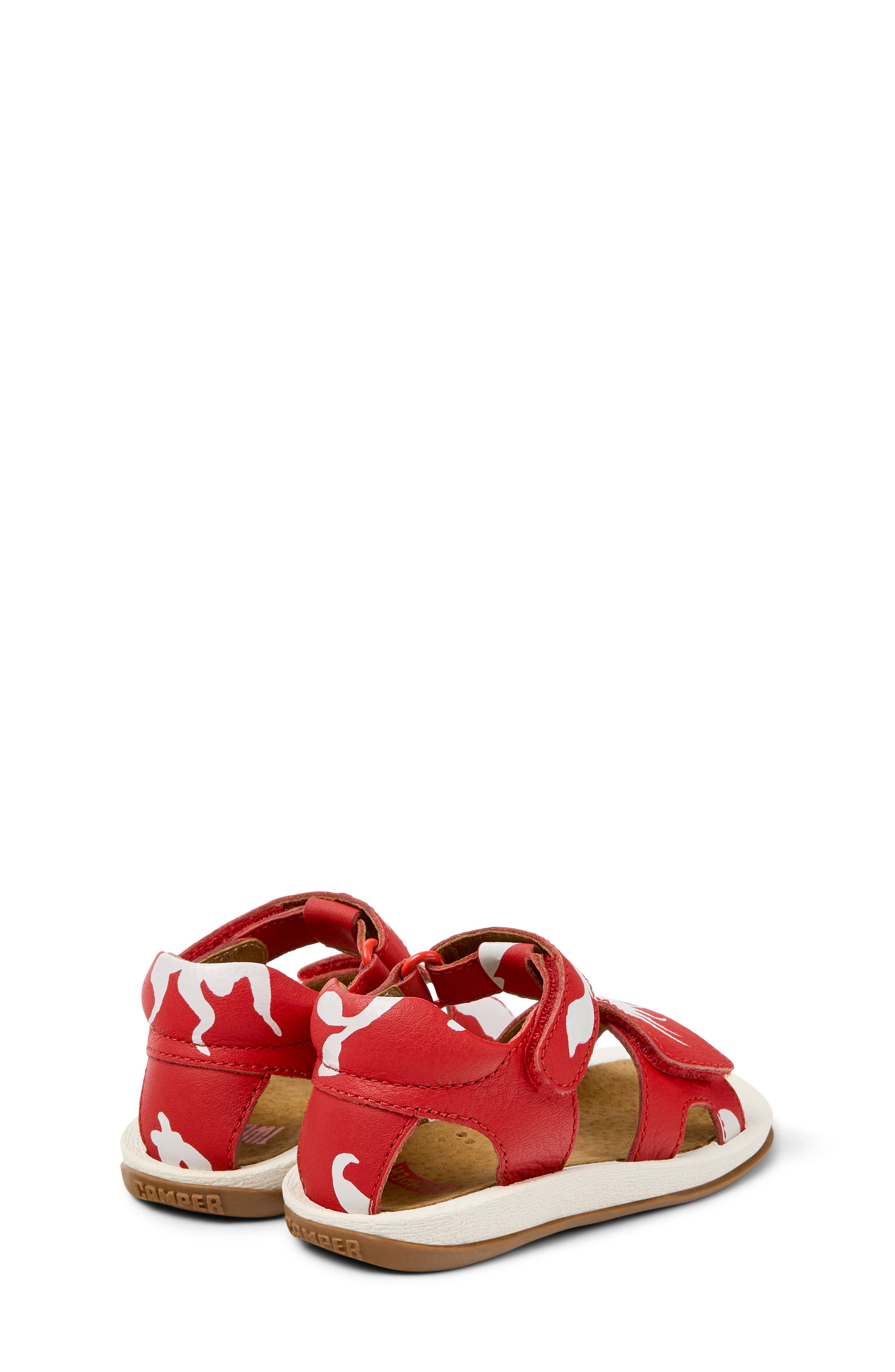 Camper Kids' Ankle Strap Leather Sandal, Alternate, color, Multi - Red