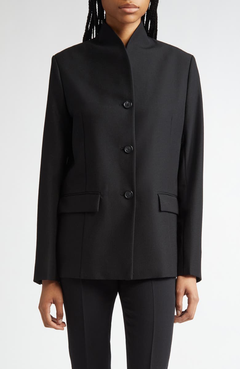 TOTEME Overlay Neck Blazer, Main, color, Black