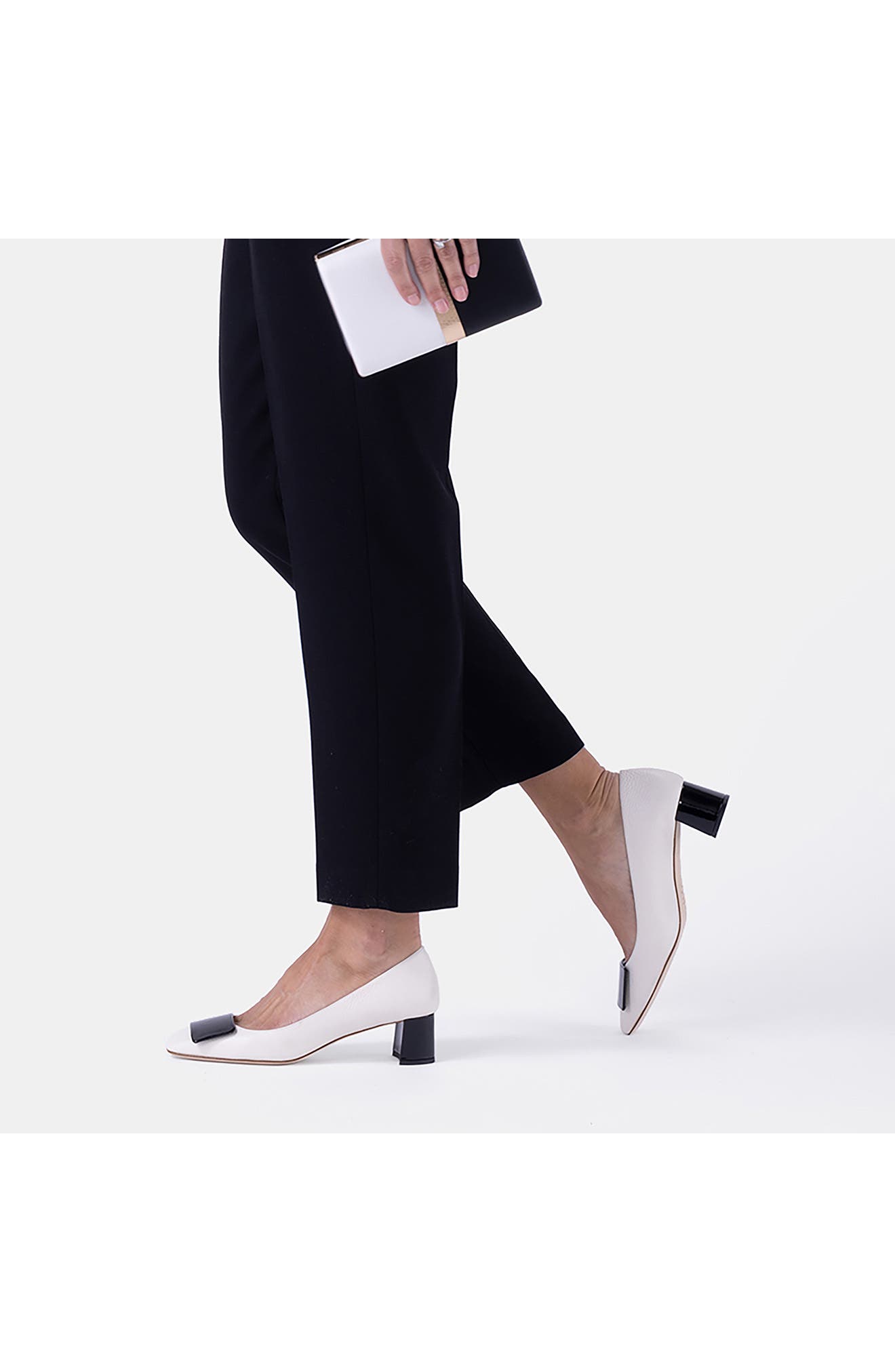 Sofia Square Toe Pump, Alternate, color, BLACK/ WHITE