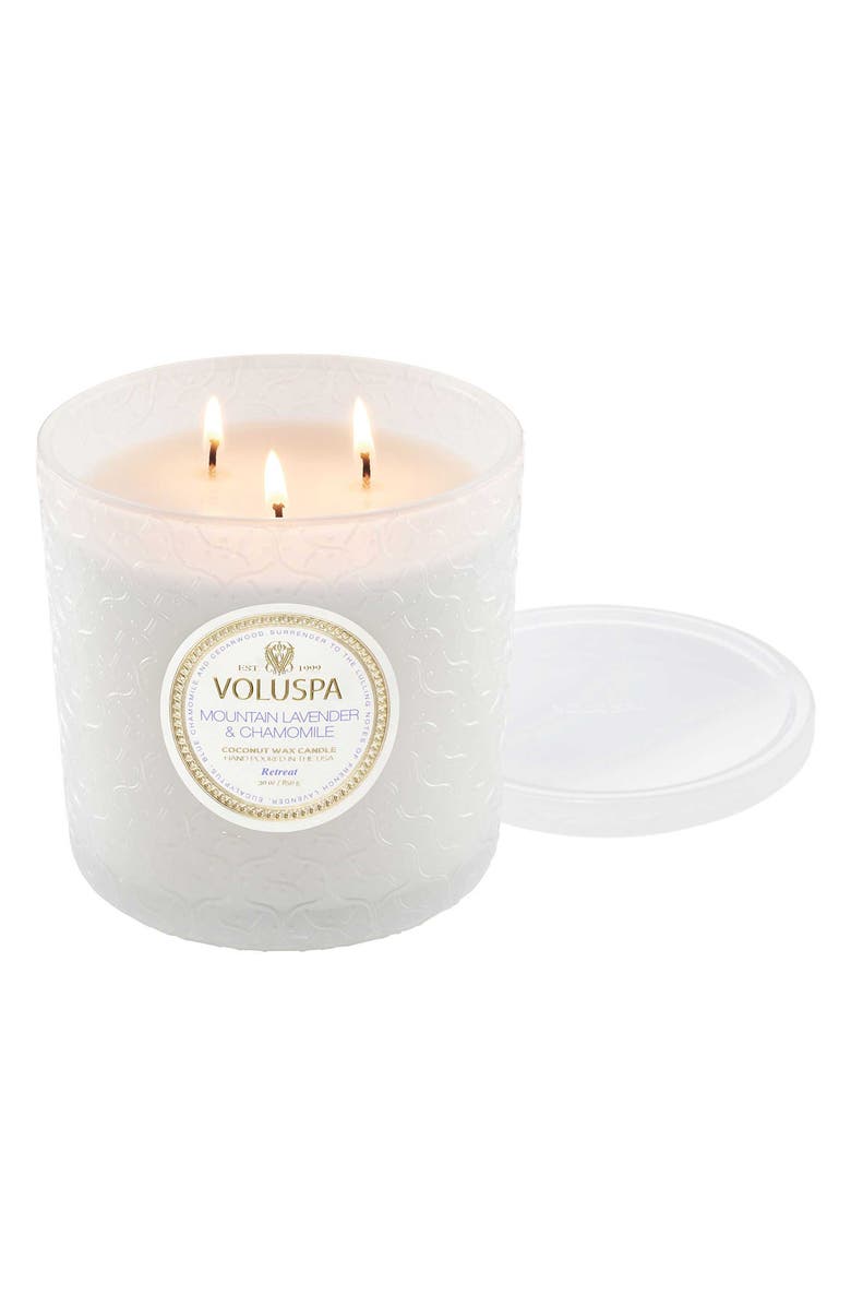 Voluspa Mountain Lavender & Chamomile Boxed Luxe Candle, Main, color, Mountain Lavender & Chamomile