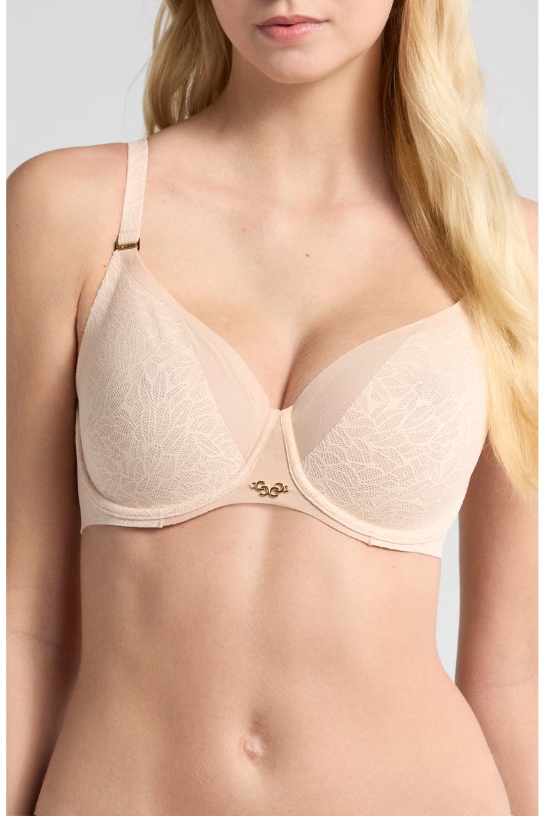Pure Lace Unlined Underwire Minimizer Bra, Main, color, BLUSH