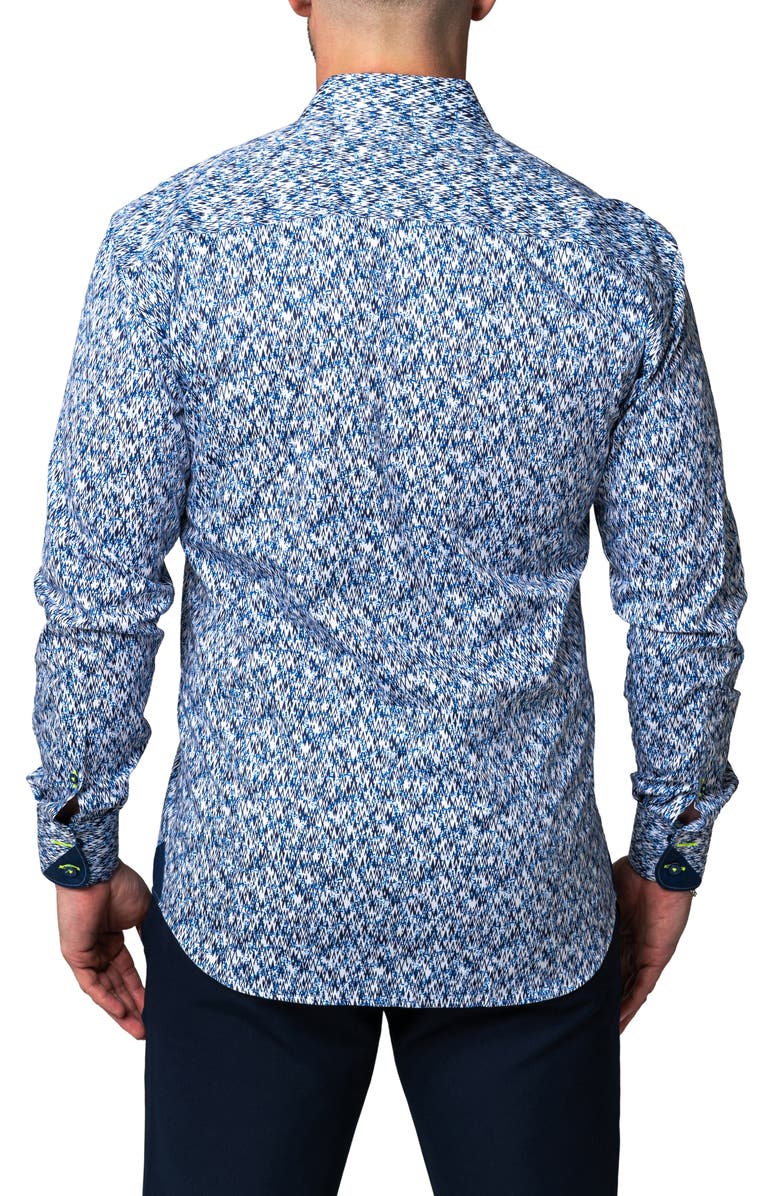 Maceoo Einstein Skim Blue Cotton Button-Up Shirt, Alternate, color, Blue
