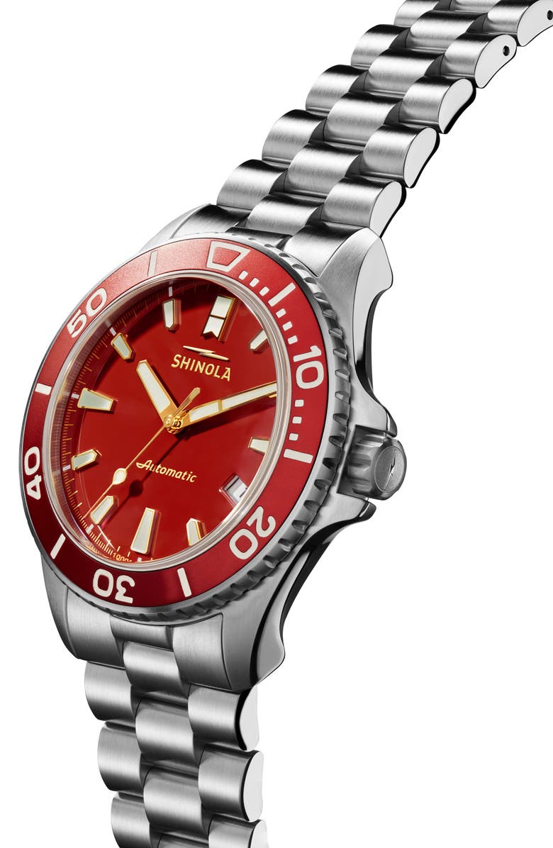 Shinola Monster Bracelet Watch, 43mm, Alternate, color, Cardinal