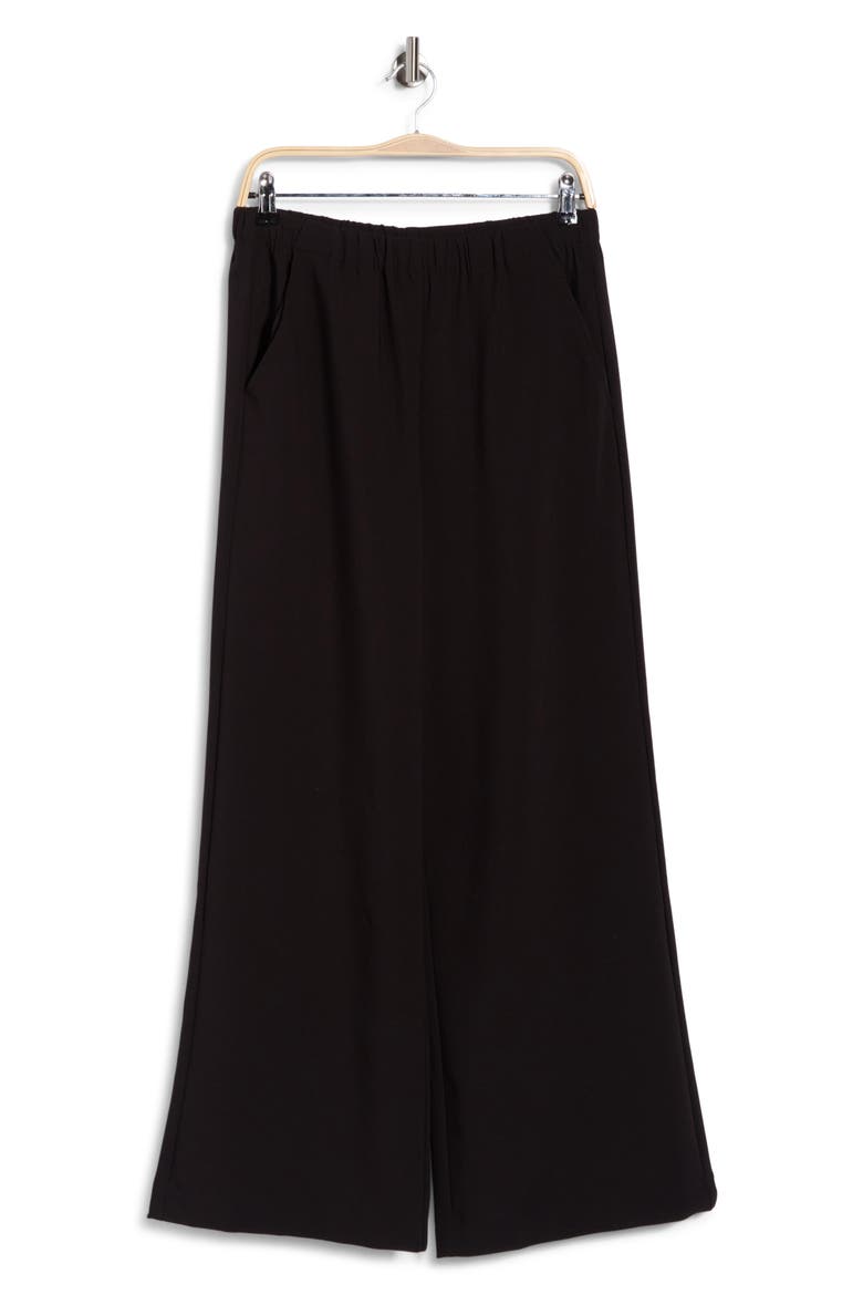 Pull On Wide Leg Crepe Pants, Alternate, color, BLACK