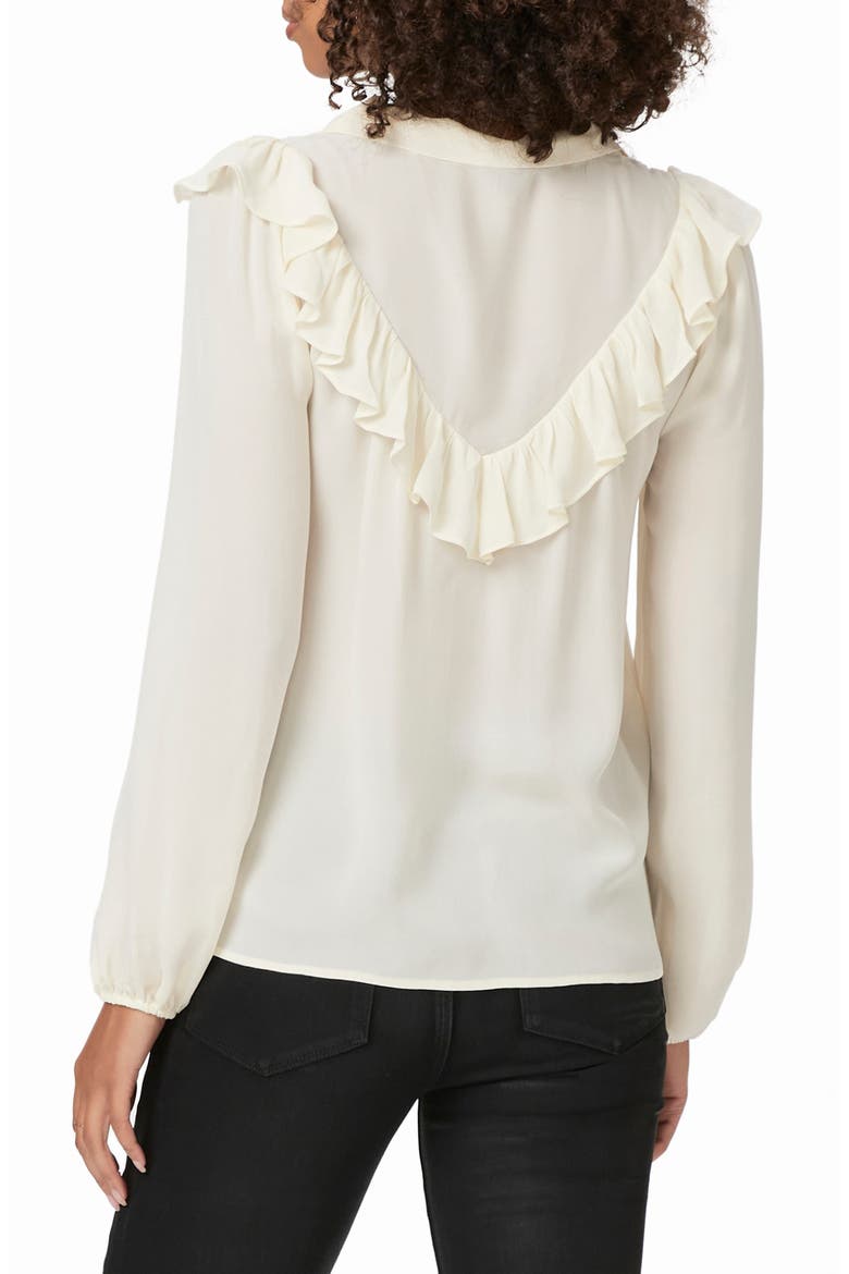 Katya Ruffle Tie Neck Silk Top, Alternate, color, ANT WHITE