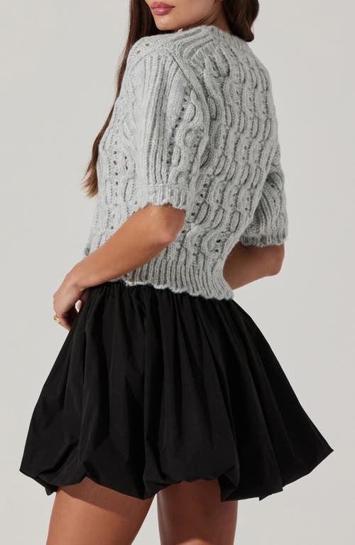 Astr The Label Bow Cable Stitch Short Sleeve Cardigan