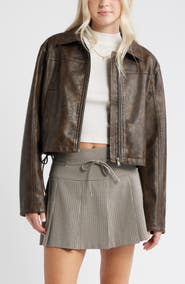BP. Side Tie Faux Leather Moto Jacket