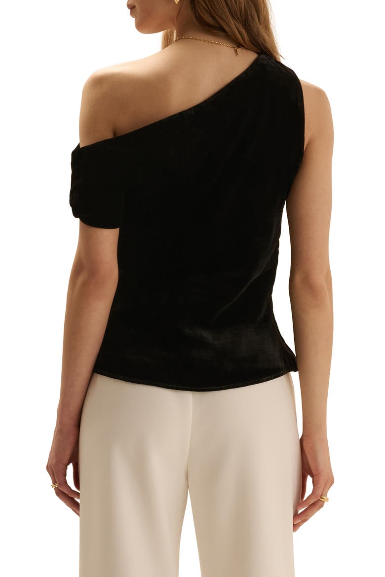The Side Note One Shoulder Velvet Top, Alternate, color, BLACK