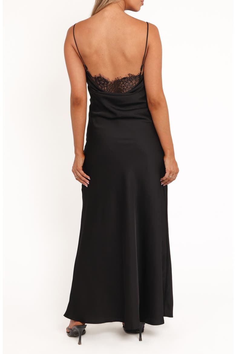 Evana Lace Trim A-Line Dress, Alternate, color, BLACK