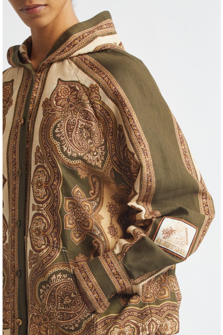 Mahon Paisley Print Hooded Button-Up Shirt, Alternate, color, OLIVE PAISLEY
