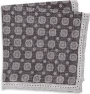 Eleventy Medallion Wool & Cotton Muslin Pocket Square