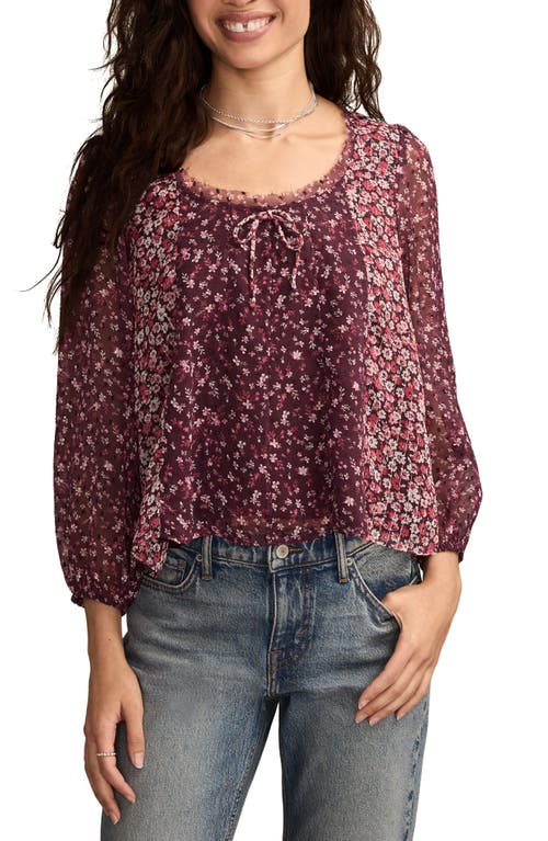 Lucky Brand Mixed Print Swing Top In Burgundy