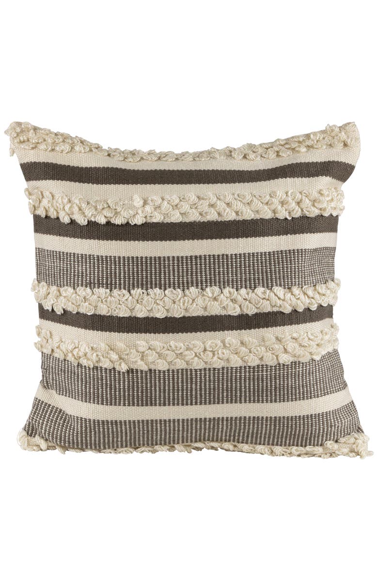 Northlight 20" Gray and Cream Handloom Woven Outdoor Throw Pillow, Main, color, Gray