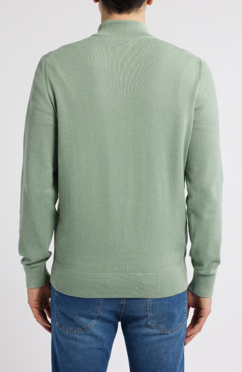 Hugo Boss Boss Ebrando Textured Cotton Half Zip Sweater In Light Green