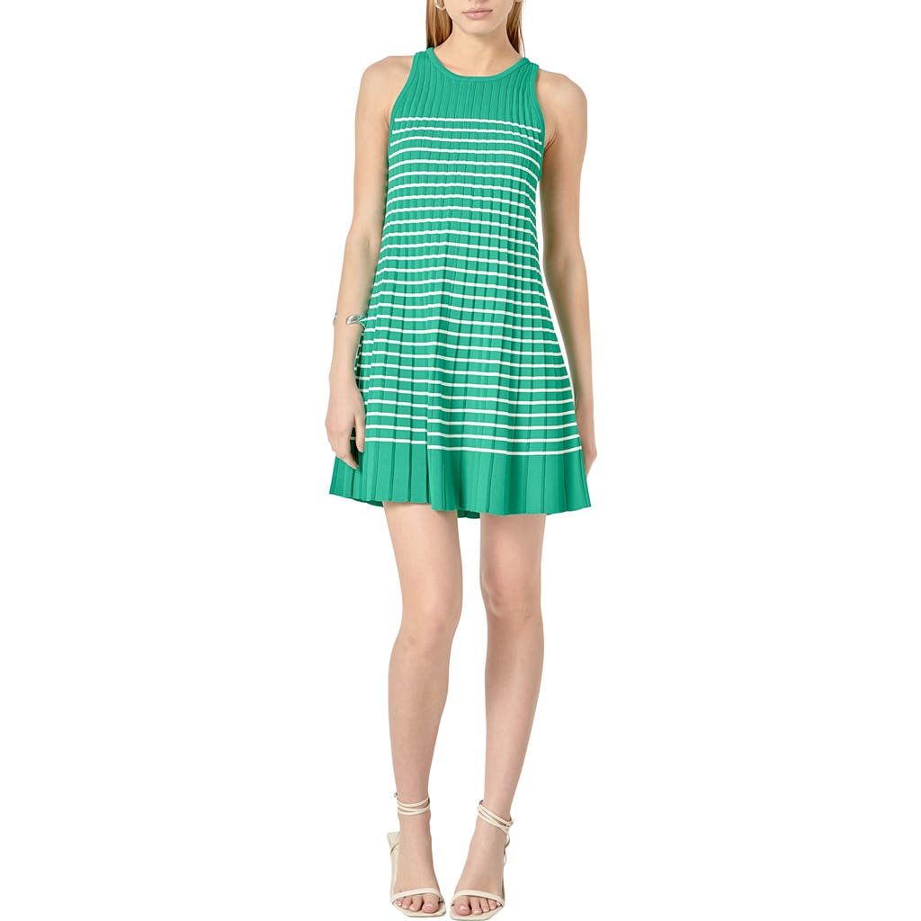 ENGLISH FACTORY ENGLISH FACTORY PLEATED STRIPE KNIT MINIDRESS