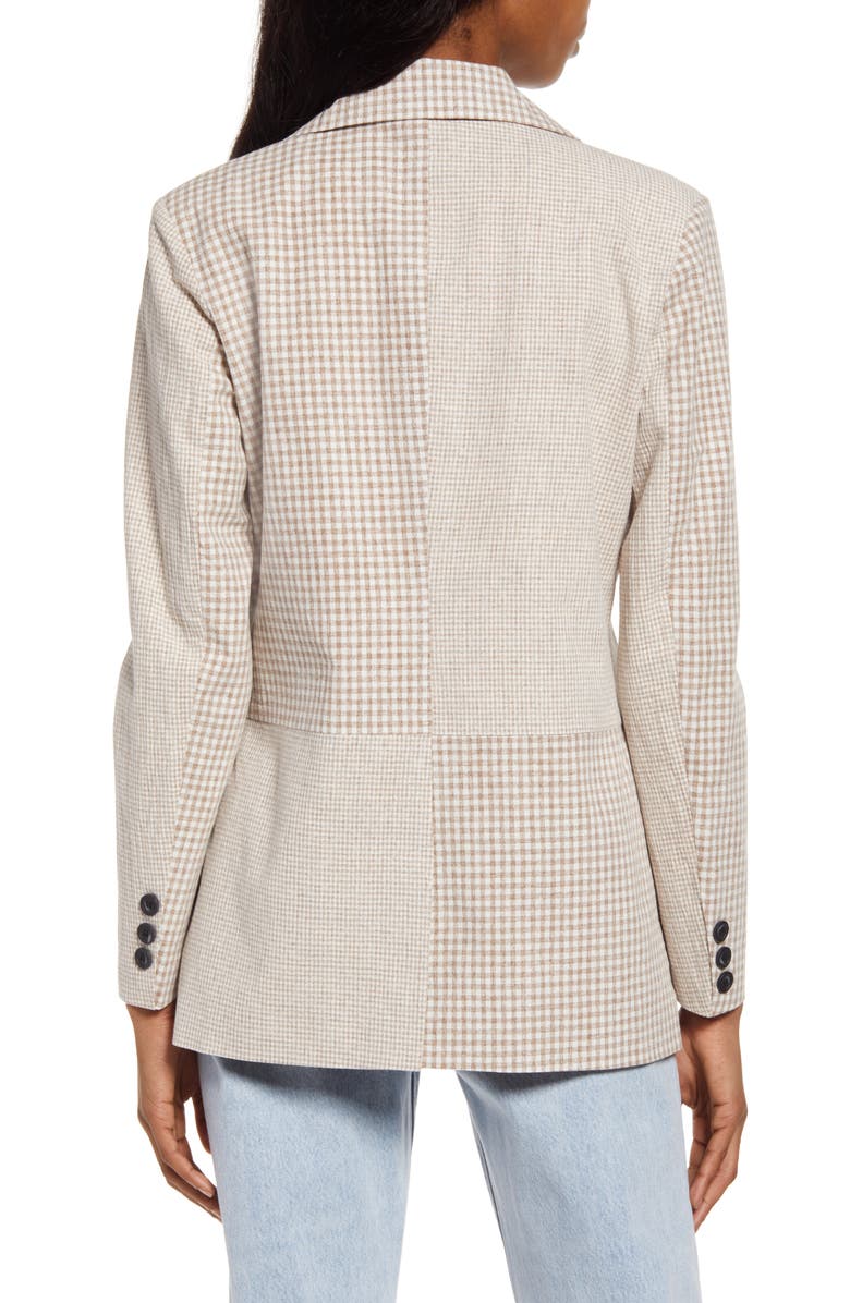 Avec Les Filles Women's Mix Check Relaxed Fit Cotton & Linen Blazer, Alternate, color,