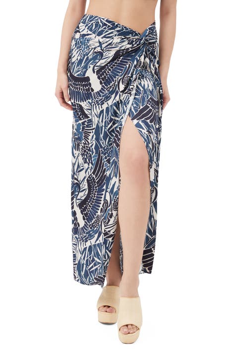 Alodia Printed Faux Wrap Maxi Skirt