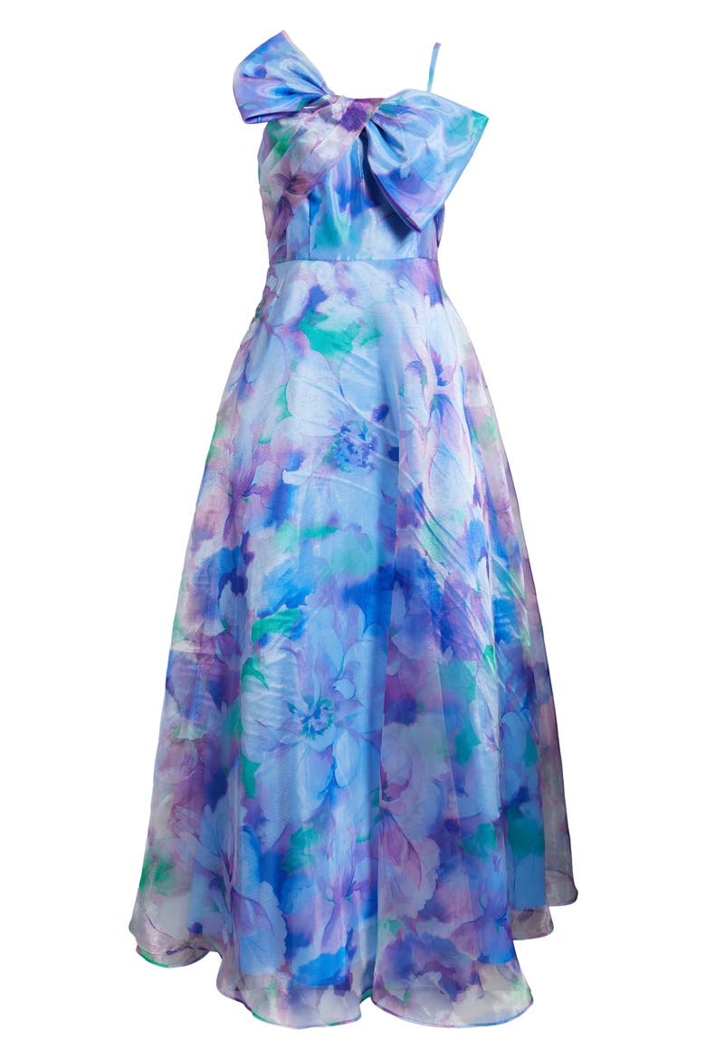 Bow Bodice Sleeveless Gown, Alternate, color, BLUE MULTI