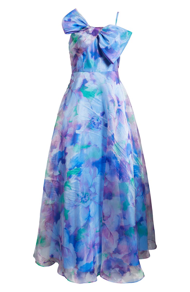 Eliza J Bow Bodice Sleeveless Gown, Alternate, color, Blue Multi