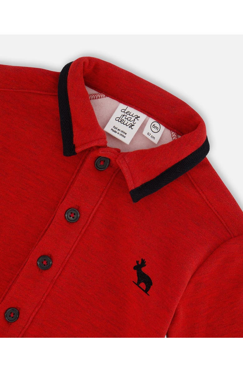 Deux par Deux Baby Boy's Button Front Jumpsuit Red Mix, Alternate, color, Jester Red