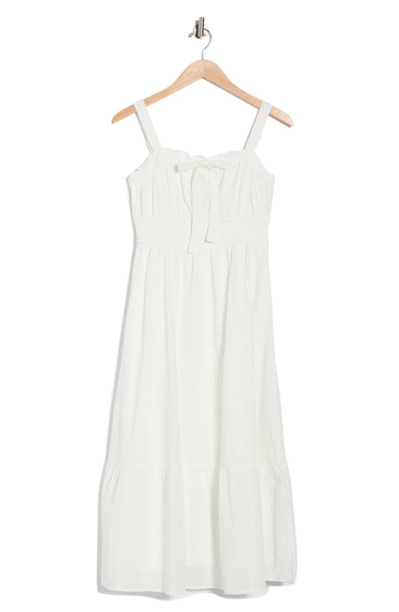 AUGUST SKY Front Bow Cotton Midi Sundress, Alternate, color, White