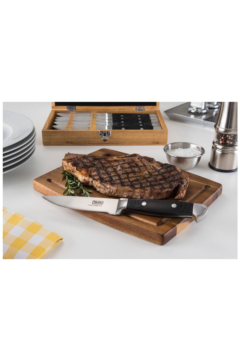 Steakhouse 6-Piece Pakka Wood Steak Knife Set, Alternate, color, BLACK