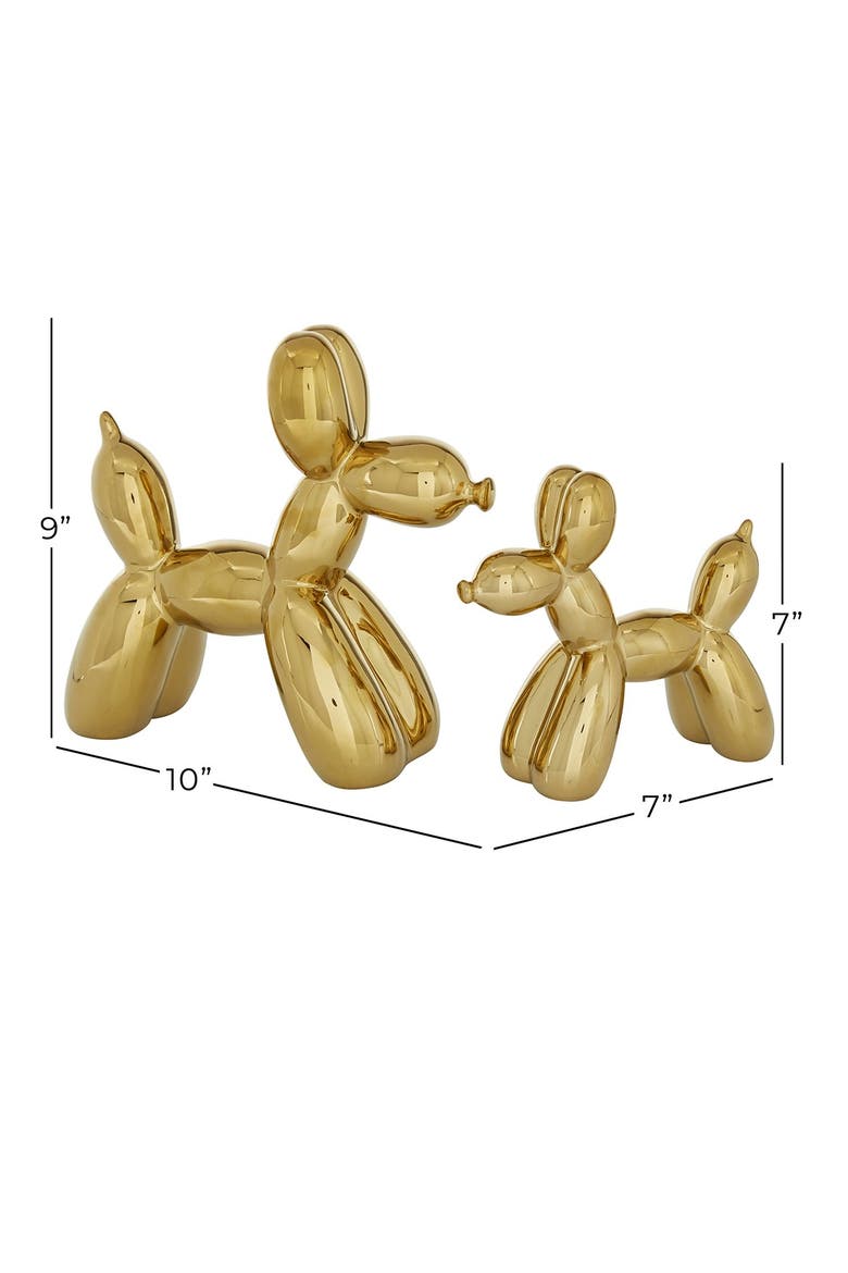 Goldtone Ceramic Balloon Dog Sculpture - Set of 2, Alternate, color, GOLD