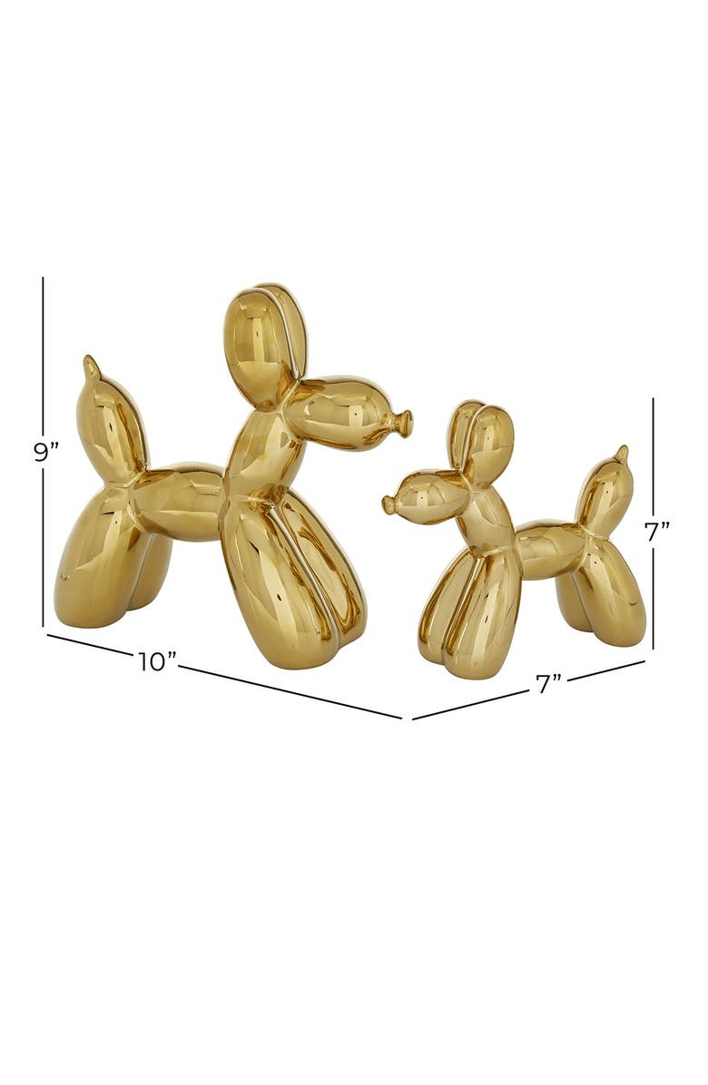 WILLOW ROW Goldtone Ceramic Balloon Dog Sculpture - Set of 2, Alternate, color, Gold