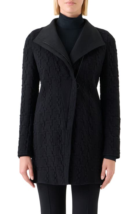 Houndstooth Jacquard Stretch Cotton Jersey Jacket